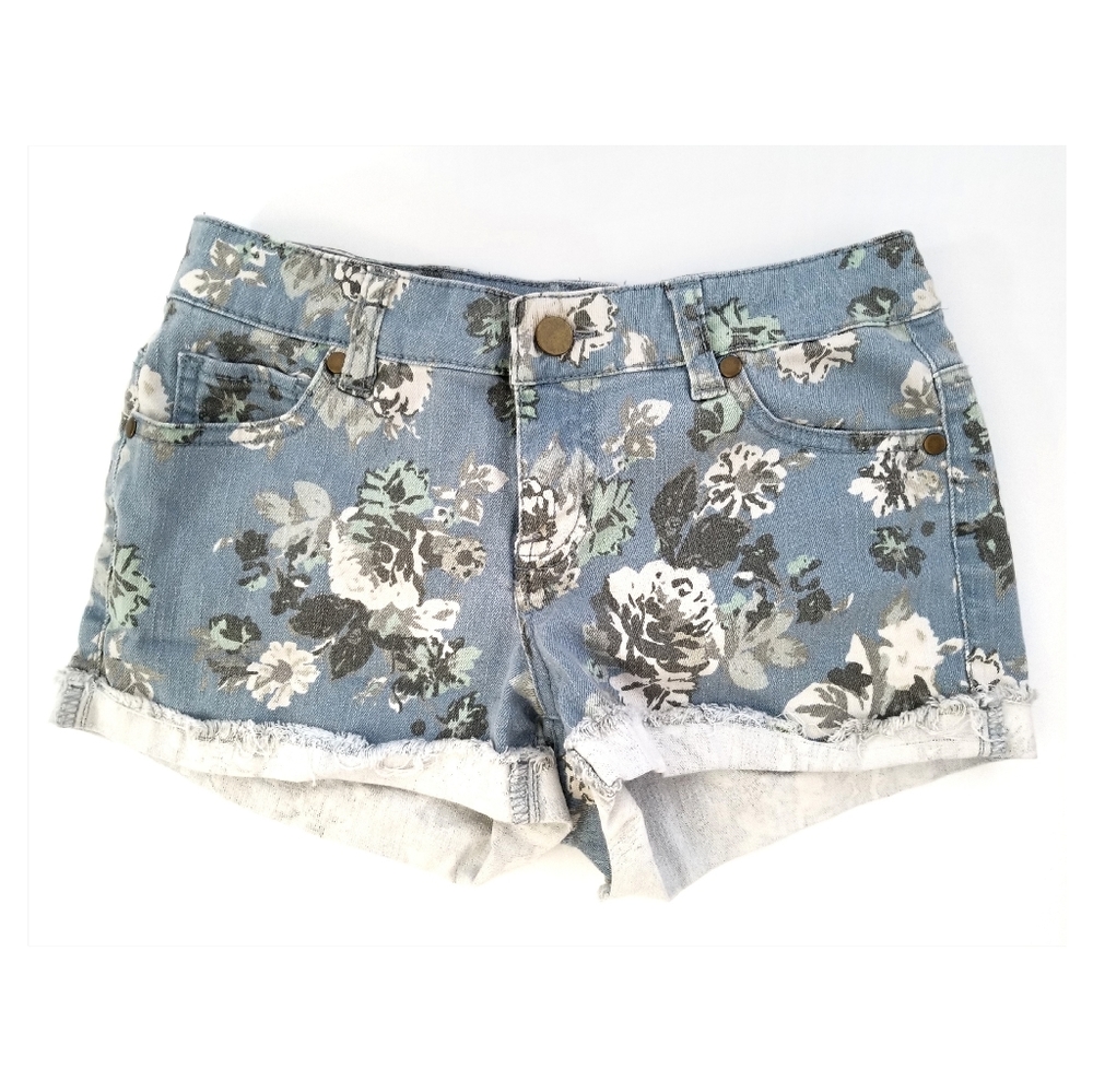 Tinseltown Denim Couture Floral Shorts.